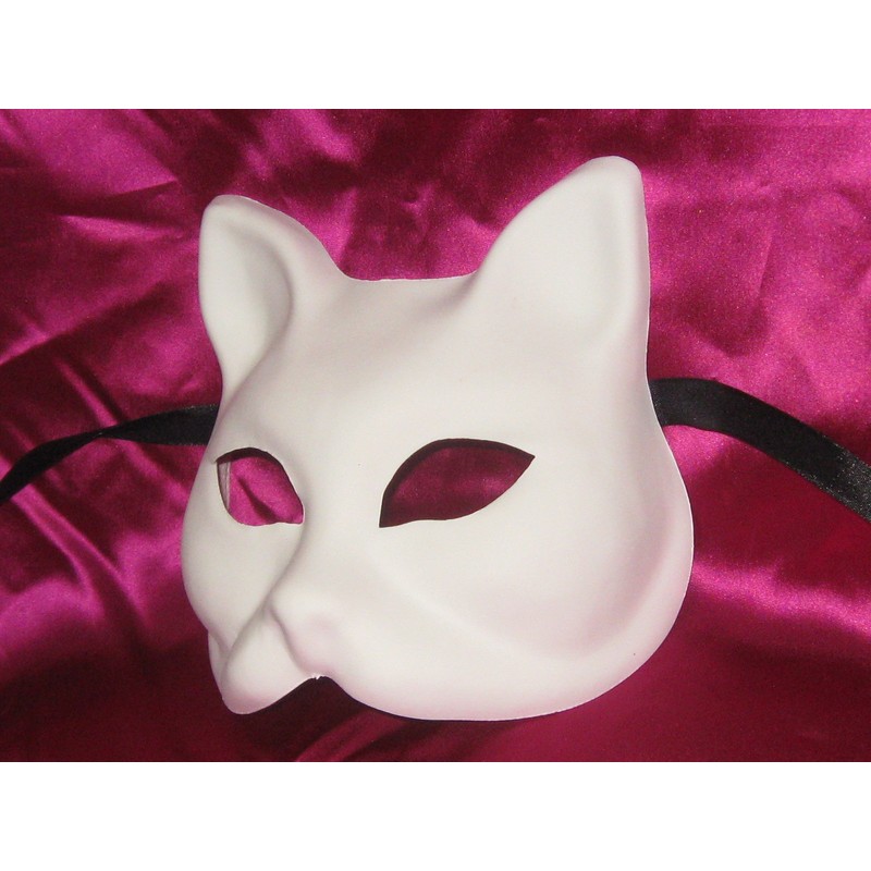 BLANK WHITE GATTO GREZZO VENETIAN MASK FOR DECORATING