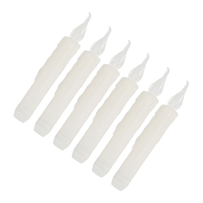 6 Pcs LED Taper Candles Smokeless Reusable Warm Light Long
