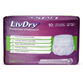 Livdry XXL Adult Diapers for Women, Ultimate Absorbency Incontinence Underwear, All Day or Overnight Protection, XX-Large (40 Count)