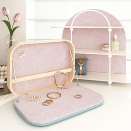 Wallderful Blush Pink Velvet Drawer Liner Crushed Felt Fabric Wallpaper Peel and Stick Soft Self Adhesive Floral Leaves Velvet Flocking Liner for Jewelry Displays Cabinet Dresser Gift Wrapping Paper