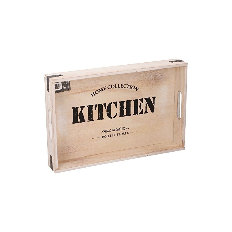 Bakaji Tablett Pfannen aus Holz MDF-Kaffee Vorspeisen Dessert 42 x