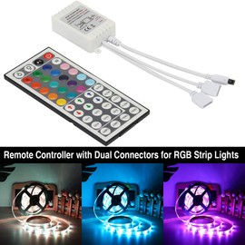 RGB Light Strip Remote Controller, 2-in-1 SUPERNIGHT 4 Pin Dimming Dimmer Brightness Flash Mode Control Options for LED Tape Light,12V DC LEDs Rope Lighting (2 Ports)