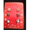 Christmas Earring Set 3 Pairs Gift Present Snowflake & Snowman