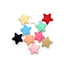 15PCS 3D Star Silicone Beads, Multicolored Star Silicone Focal Beads for Keychain Making, Creative Loose Beads Bulk for Pens DIY Handmade Crafts Necklace Bracelet Lanyard