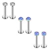 Ruifan 3mm Purple Opal & Clear CZ Internally Threaded Stainless