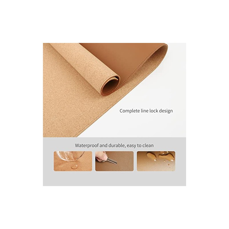 RENMTURE Alfombrilla de mouse rectangular de doble cara extragrande, corcho
