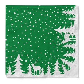 Sovie HORECA Napkin | Made of Tissue 3-Ply, 33 x 33 cm | Christmas Xmas Decoration Festival | Pack of 100 | Marvin (Green)