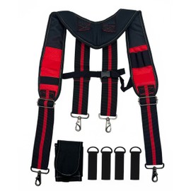 Infithvac Tool Belt Suspender for Men 4 Point Padded with Attachment Loops, WristBand Pouch Pocket for Construction Worker