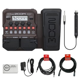 Zoom A1X FOUR Multi-Effects Processor Bundle with XLR Microphone Cable + Instrument Cable + Power Adapter + Cloth (5 Items)
