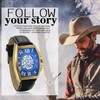 JewelryWe Men's Analogue Automatic Watch Automatic Mechanical Leather Strap Skull