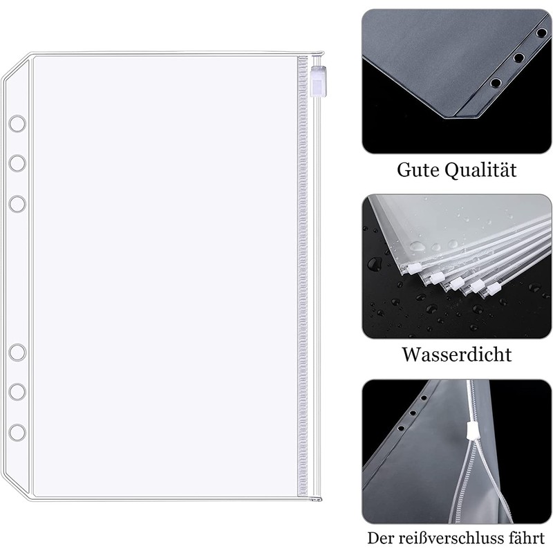 Pack of 20 A5 Size 6 Holes Binder Pockets Translucent