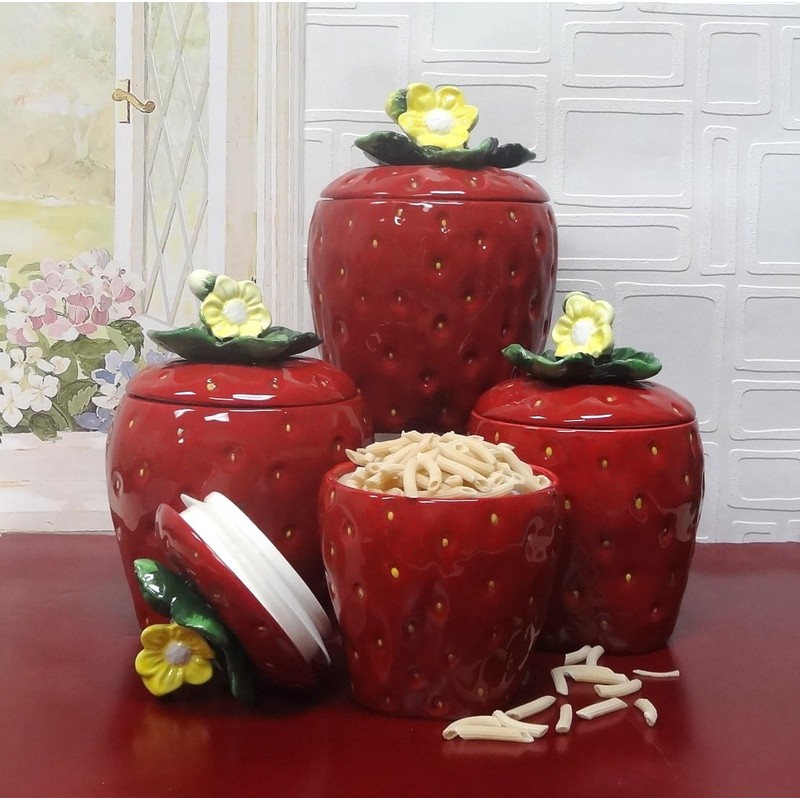 Tuscany Strawberry Shaped, Set of 4 Canisters, 83501 by ACK