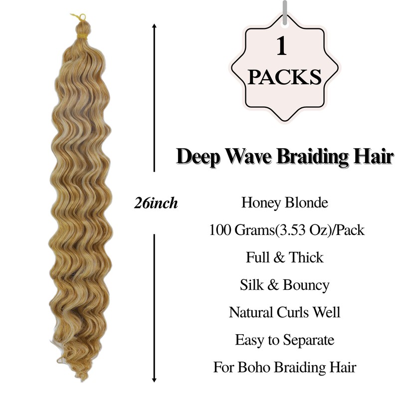 Honey Blonde Boho Brading Hair Pre stretched Curly Braidfing Hair