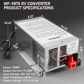 WF-9875 75 Amp RV Power Converter - Deck Mount Three-Stage Power Converter/Charger Replacement for 9800 Series,Rv Converter 75 amp for Camper RV Trailer…