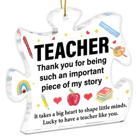 Teacher Appreciation Acrylic Puzzle Piece Ornament - Christmas Tree Decorations for Women & Men, Birthday, Christmas, Retirement, End of Year