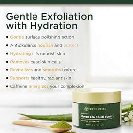 TREE OF LIFE BEAUTY ToLB exfoliante facial exfoliante – 70% orgánico – Limpiador facial antioxidante con té verde/té blanco y otros ingredientes naturales y orgánicos''Super''