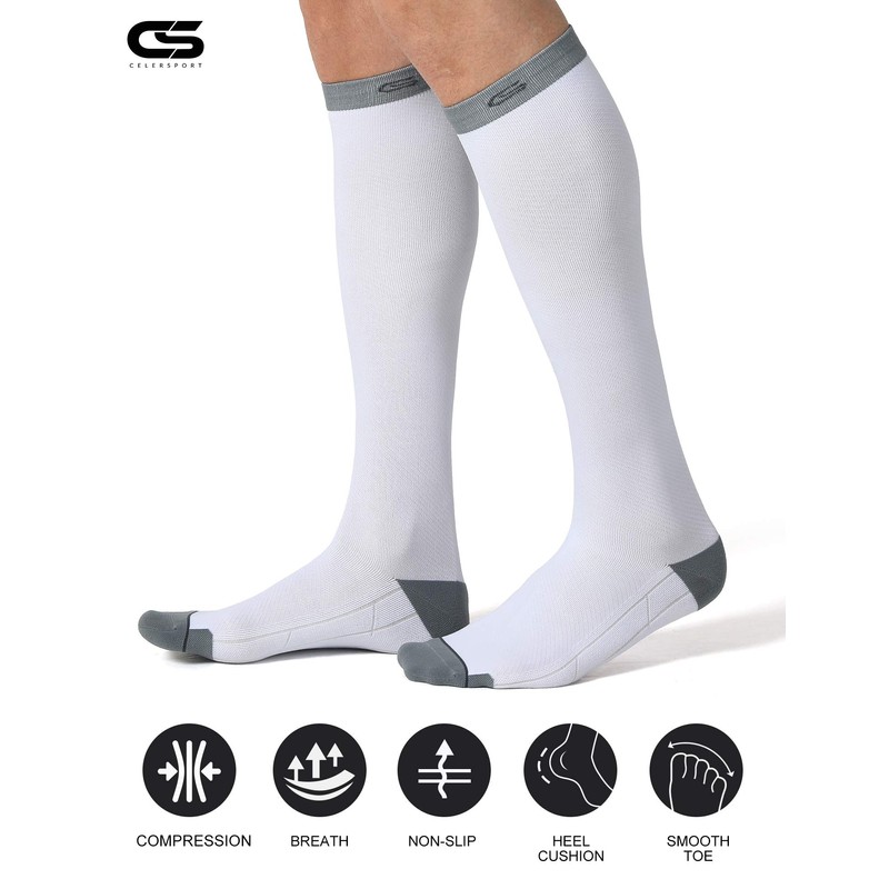 CelerSport 3 Pairs Compression Socks for Men and Women Running