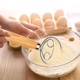 Agttete Danish Dough Whisk Stainless Steel with Dough Hook Dutch Style Bread Mixer Tool for Sourdough Baking