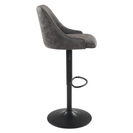 OSP Home Furnishings Sylmar Height Adjustable Faux Leather Stool with Back, Charcoal