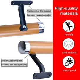 Dakzhou 9.91Ft Wooden Handrail Resin Non-Slip Stair Handrail Wall Mounted Handrail Indoor Outdoor, Comfortable Barrier-Free Stair Handrail for Elderly 1.97 "Round
