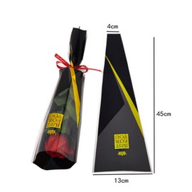 NatureMan100 Counts /4 Colors Single Rose Packaging Bag Flower Bouquet Sleeve Bag,Waterproof Floral Wrapping Paper for Mother's Day Valentine's Day Florist Bouquet Supplies