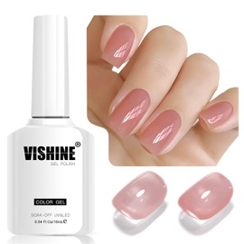 Vishine 16ml Neutral Jelly Pink Rosy Gel Polish Translucent Nude Crystal UV Gel for DIY Nail Art & Home Manicure Soak-Off Jelly Pink Rosy Shade E041