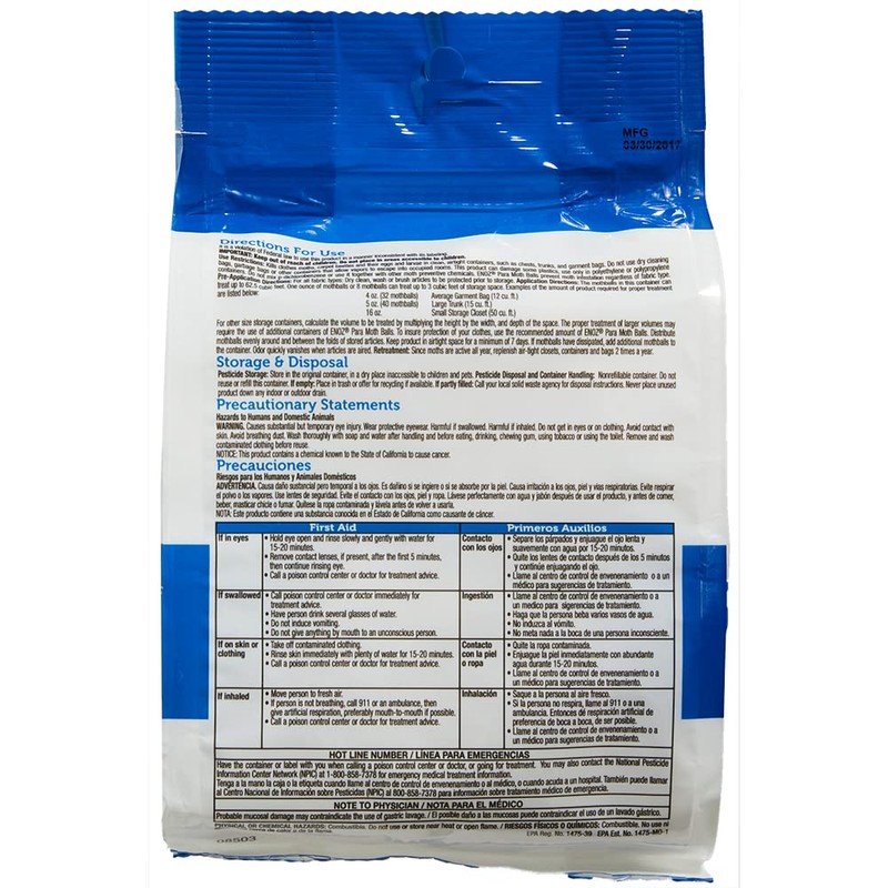 Enoz para Moth Balls with No Clinging Odor: Kills Clothes