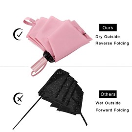 LANBRELLA Umbrella Compact Inverted Folding Umbrellas Auto Open Auto Close - C2.5 Pink