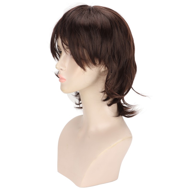 Men Wig Short Brown Straight Breathable Inner Mesh Soft Fluffy