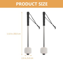 HEMOTON 2 Stück Stößel, Bassschlägel, Schlägel mit Kopf aus Wollfilz, Schlagzeug, Performance-Stäbe, Musiksticks, Edelstahl
