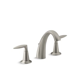 KOHLER K-45102-4-BN Alteo Bathroom Faucet, Bathroom Sink Faucet, Alteo Collection, 2 Handle Widespread Faucet with Metal Drain in Brushed Nickel