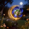 Solar Powered Wind Spinner Stake Light, Warm White LED Moon