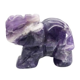 Ladeukoi Hand Carved Healing Crystal Elephant Figures, Lucky Bag Stone Animal Statue Sculpture Home Decoration, Amethyst