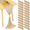 24 Pack Cheesecloth Table Runner 20 x 120 inch Cheese Cloth Table Runner Bulk,Romantic Boho Sheer Gauze Fabric Table Runners for Wedding Reception,Party,Bridal Shower Table Decor(Beige)