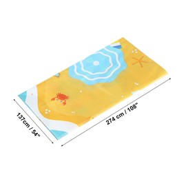 MECCANIXITY Ocean Tablecloth, 54x108 Inch Ocean Waves Water Pool Party Under The Sea Reusable Plastic Rectangle Table Cloth Cover for Beach Themed Party Shower Supplies Wood Grain Blue