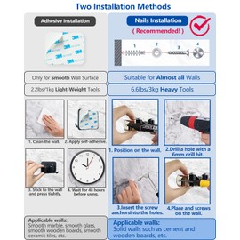 AceMining 6Pcs Broom Holder, Black Broom Holder Wall Mounted, Stainless Steel Mop Holder, Broom Gripper with Nails Installation, Heavy Duty Broom Clips, Broom Storage