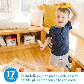 Melissa & Doug Wooden Cutting Fruit Toy Food Set & Pretend Play Kitchen Accessories, Preschool Learning Toys for Girls & Boys 3+