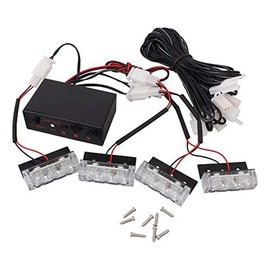 YUANYE 3LED*4/3LED*6 12V Car Grille Strobe Light LED Head Mini Flash Lamp Daytime Running Light Police Emergency Warning Flashing Warning Signal Light (4 x 3 LEDs, Red and Blue)