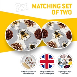 Vinyl Stickers (Set of 2) 10cm - Art Deco Bumble Bee Autumn Decals for Laptops,Tablets,Luggage,Scrap Booking,Fridges, 2140
