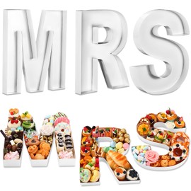 Mifoci 13.7" MRS Cardboard Letter Set for Charcuterie Wedding Party and Anniversary Fillable Paper Mache Chocolate Candy(White)