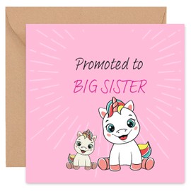 Promoted to Big Sister Card - New Baby Card - Big Brother Card - Baby Shower Card - Girl Boy Cards - Congratulations Pregnancy - 14cm
