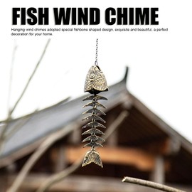 Fish Skeleton Windchime,Vintage Metal Wind Chimes for Home Yard Porch Hanging Decor