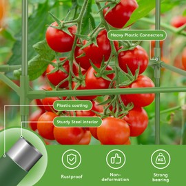 SOUNDVALUE 3 Pack Tomato Cage with 17 Gallon Grow Bags, 48" Height Adjustable Tomato Trellis, Heavy Duty Tomato Cages for Garden Flowers Vegetables Climbing Plants