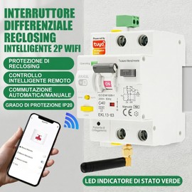 40A Salvavita con riarmo automatico wifi Interruttore differenziale a riarmo automatico Differenziale riarmo controllo TUYA disponibile in modalità auto AC 220V 40A 30mA.