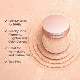 Laura Mercier Translucent Loose Talc-Free Setting Powder Ultra-Blur: Natural & Blurring Finish, Long Lasting, Best for Normal to Dry + Mature Skin, Hyaluronic Acid Infused, Tone-Up Rose