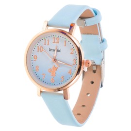UKCOCO GIRLS WATCHES: Analog Quartz Wrist Watches Cute Watches with Cat Pattern and Soft Leather Strap for Girls Age 5-12 Years, blue, Strap.