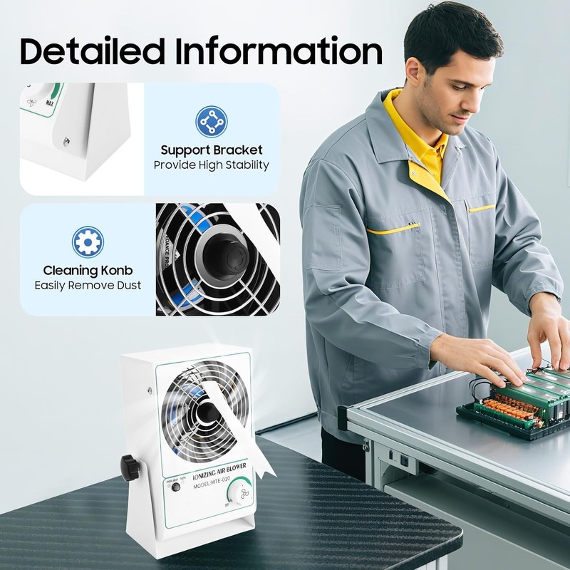 Anti-Static Ionizer Machine, 110V/60Hz Ionizing Air Blower Fan Discharge Desktop