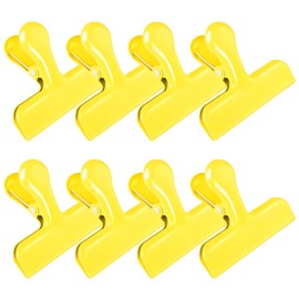Bag Clips Heavy Duty Stainless Steel Chip Clips, Food Bags Clamp Great for Kitchen Office to Seal Coffee Bags, Paper Sheets - Pack of 8（Yellow）
