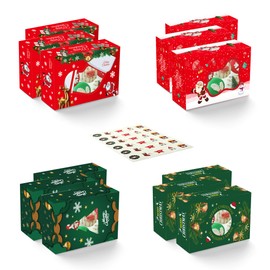 wraphay 24pack holiday patterns Christmas Cookies Boxes with Window Red and Green Xmas Macaron Packaging Boxes Macaron Container Bakery Boxes Strawberry Chocolate Covered Treat Boxes