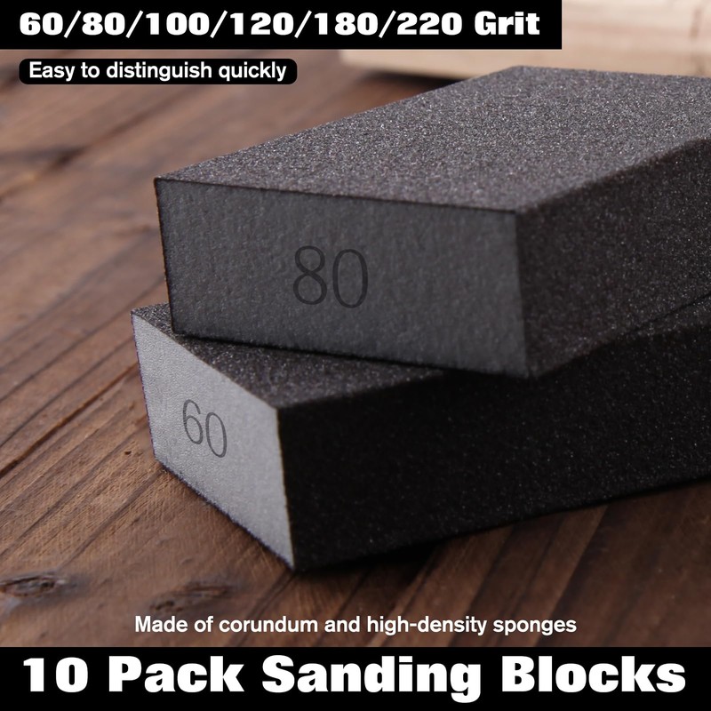 LEONTOOL Sanding Sponge 10 Pack Sanding Sponge 60# 80# 100#